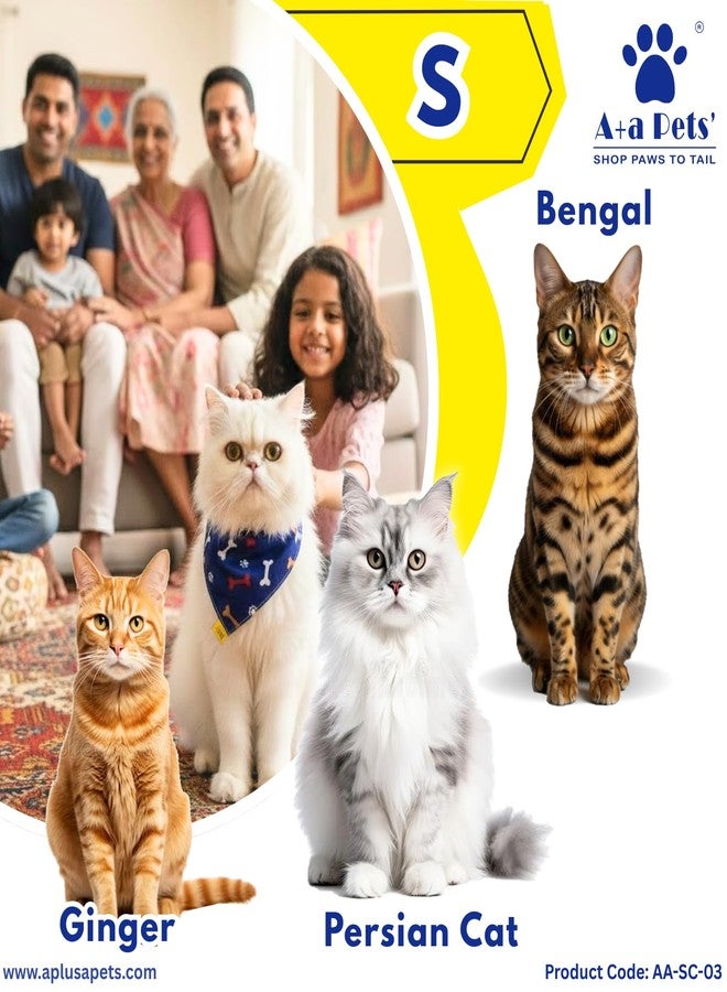 A+a Pets وشاح قطني 2 في 1 من A+a للحيوانات الأليفة للكلاب والقطط | مريلة على شكل طوق باندانا لجميع الأعمار | مريح وقابل للتعديل مع حلقة على شكل حرف D لبطاقة الاسم | أوشحة ساتان ناعمة فاخرة (صغير، أزرق عظمي) - Image 3